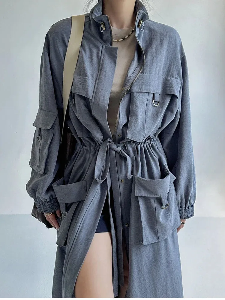 Women's Comfort Full-Length Cargo Trench Coat