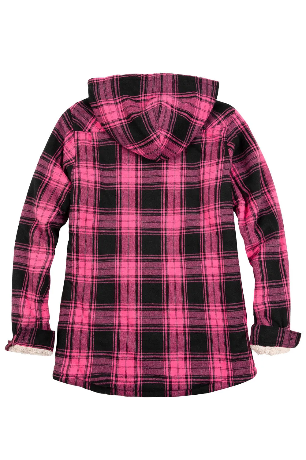 Women's Matching Family Sherpa Lined Pink Flannel Jacket with Hood